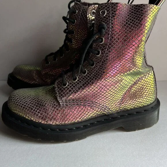 Dr. Martens 1460 Pascal Pink Iridescent Metallic Shiny Combat Boots Size 6 - Picture 1 of 16
